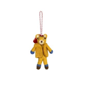 Handcrafted Wool Felt Bear Christmas Ornament with Sack