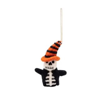 Handcrafted Wool Felt Skeleton Witch Hat Halloween Ornament