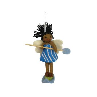 Handcrafted Wool Felt Fairy Ornament with Wand