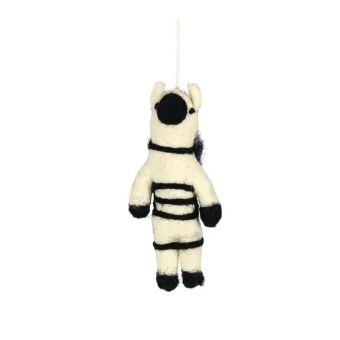 Handcrafted Wool Felt Zebra Christmas Ornament