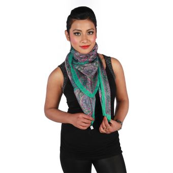 Silk Paisley Printed Square Scarf *Reduced