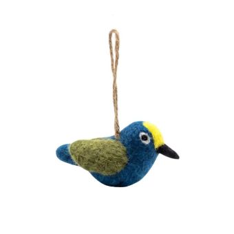 Handmade Wool Felt Blue Bird Christmas Ornament