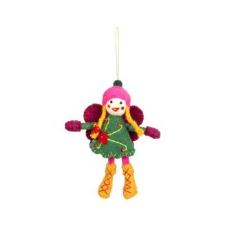 Handcrafted Wool Felt Garden Fairy Christmas Ornament