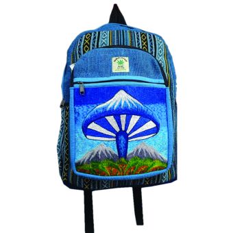 Mushroom Embroidered Tie Dye Hippie Hemp Cotton Backpack