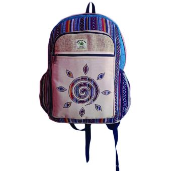 Spiral Leaves Embroidered Hippie Boho Hemp Cotton Backpack