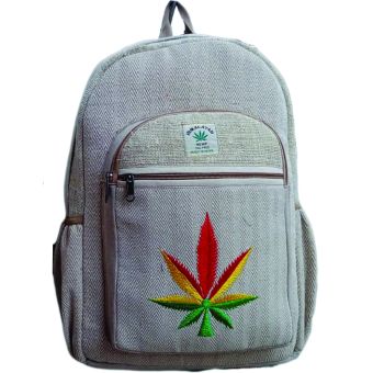 Cannabis Leaves Embroidered Hippie Boho Hemp Cotton Backpack