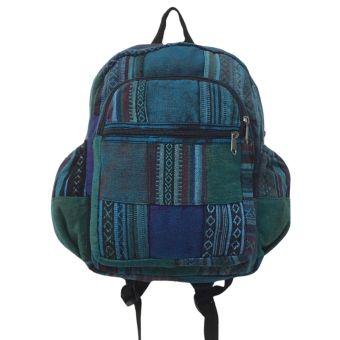 Stonewashed Patchwork Hippie Cotton Medium Backpack Bag