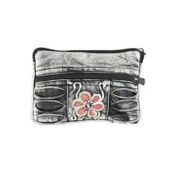 Daisy Embroidered Cotton Hippie Coin Purse