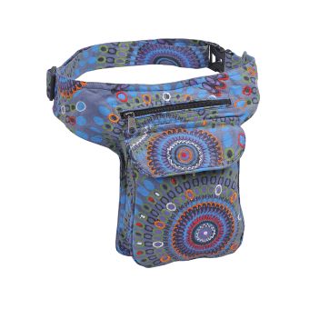 Folk Theme Print and Embroidery Cotton Fanny Pack B
