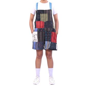 Boho Printed Patchwork Hippie Short Overall