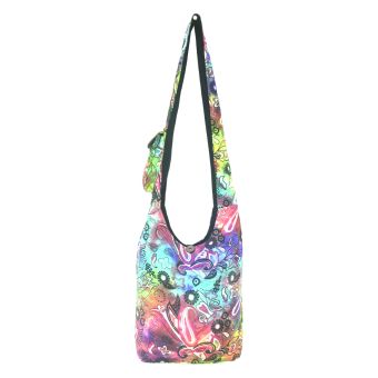 Flower and Leaves Printed Tie Dye Cotton Hobo Bag