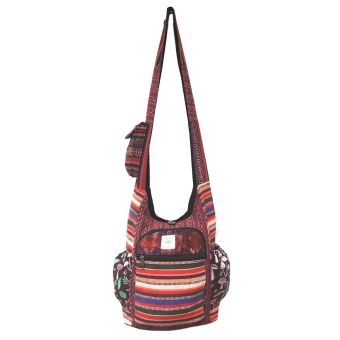 Mushroom Pocket Tribal Hemp and Cotton Hobo Bag