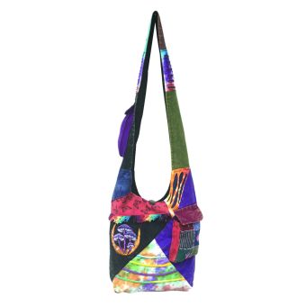 Half Moon and Mushroom Patchwork Cotton Hobo Bag