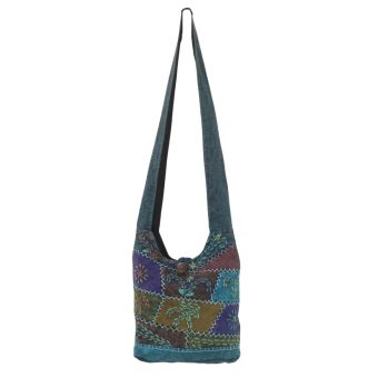 Vines Embroidered Cotton Hippie Mini Hobo Bag