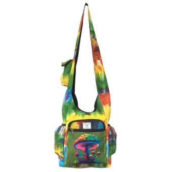 Rainbow Tie Dye Psychedelic Mushroom Printed Hobo Bag