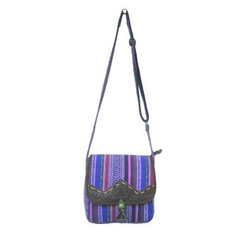 Tribal Leather and Cotton Messenger Bag