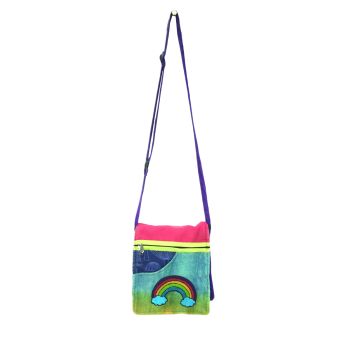 Acid Rainbow Embroidered Cotton Messenger Bag