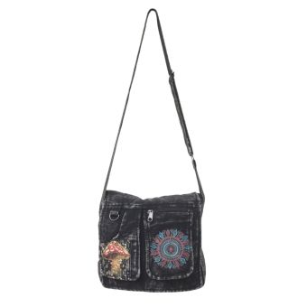 Boho Hippie Mushroom and Mandala Print Messenger Bag