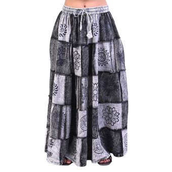 Boho Patchwork Sacred Ember Long Maxi Skirt
