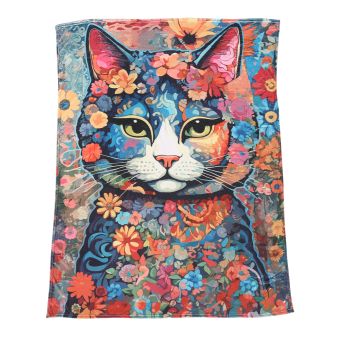 Flannel Fleece Hippie Boho Throw Blanket Hippie Cat