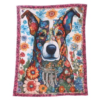 Flannel Fleece Hippie Boho Throw Blanket Hippie Dog