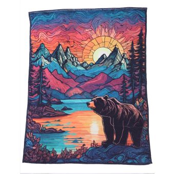 Flannel Fleece Hippie Boho Throw Blanket Hippie Grizzly