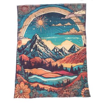 Flannel Fleece Hippie Boho Throw Blanket Mountain and Valley