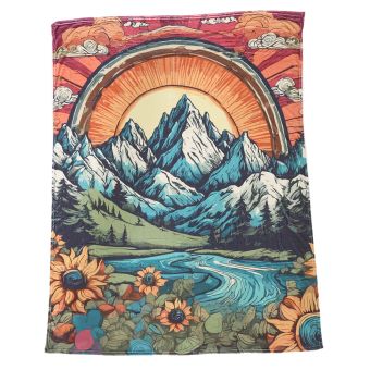 Flannel Fleece Hippie Boho Throw Blanket Mountain and Valley Sunrise CB5