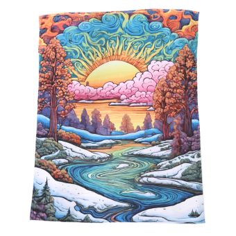 Flannel Fleece Hippie Boho Throw Blanket Mountain and River