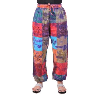 Hand Printed Colorful Cotton Joggers