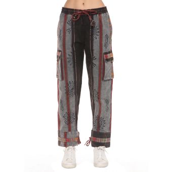 Cotton Printed Boho Pants With Tibetan Border