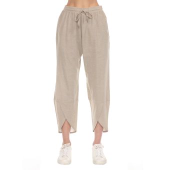 Cotton Plain Solid Front Slit Boho Pants