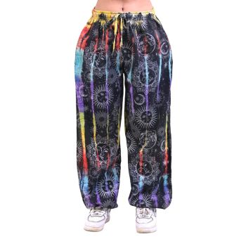 Cotton Sun and Moon Print Tie Dye Boho Harem Pants