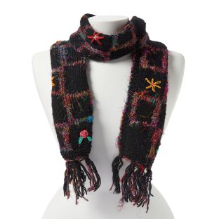 Woolen Scarf with Recycled Silk Embroidery