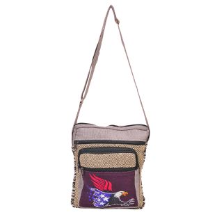 Americana Eagle Hemp Cotton Front Pocket Messenger Bag