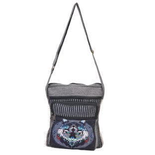 Spiritual Wolf Hemp Cotton Messenger Bag
