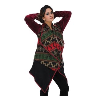 Geometric Tie Front Jacket