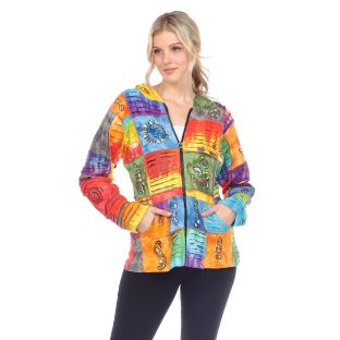 Vibrant Square Patched and Stamped Hoodie Jacket
